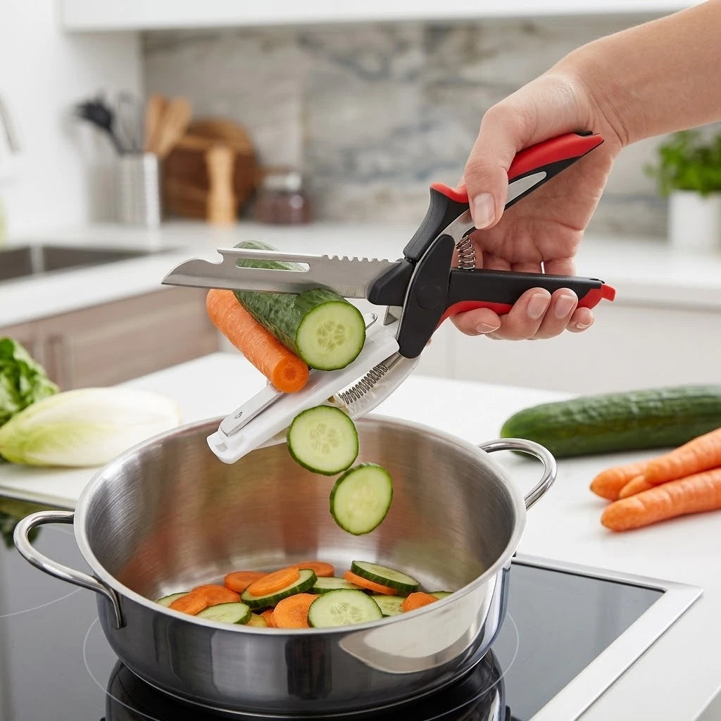 Tijera Cortadora de Verduras con Tabla Integrada